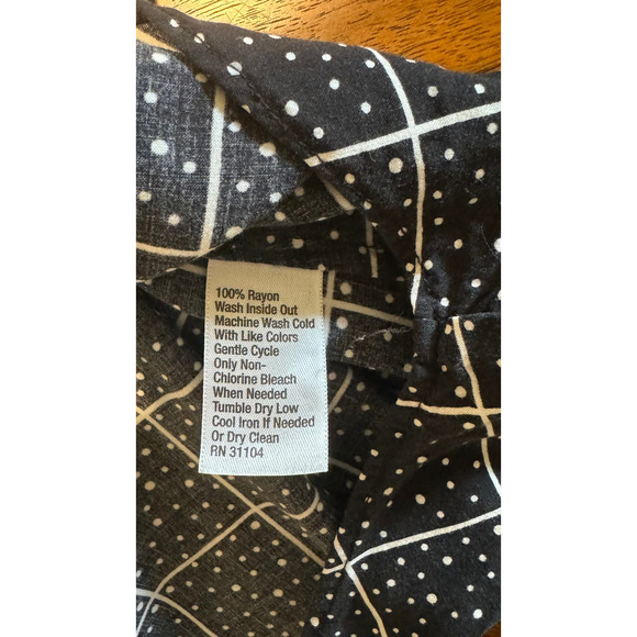 Cynthia Rowley Women Black and White Dotted Print Blouse Long Sleeve - Picture 5 of 6